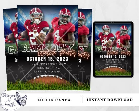 Alabama Crimson Tide Watch Party Invitation (Digital Invitation)