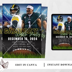 Steelers vs Eagles | Watch Party Invitation | Editable Football Invitation | Watch Party | Digital Invitation | Birthday Invitation
