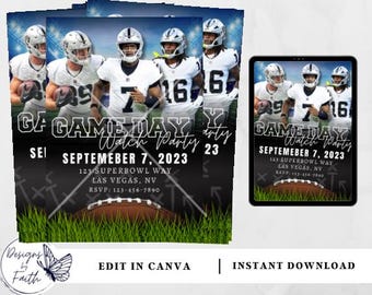 Las Vegas Raiders Football Party Invitation: Editable Template (Digital Download)