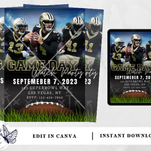 New Orleans Saints | Football Invitation | Editable Football Invitation | Football Party | Watch Party | Instant Download Invitation