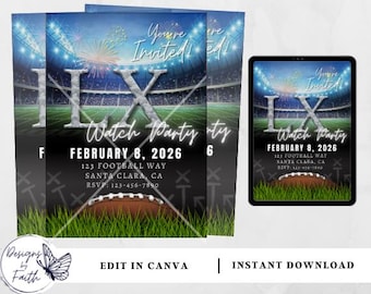 Editable Football Watch Party Invitation (Digital Download)
