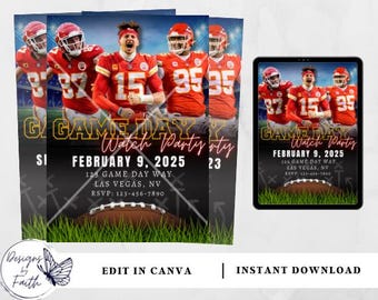 Kansas City Chiefs Football Party Invitation (Digital Download)
