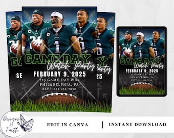 Philadelphia Eagles Football Watch Party Invitation (Digital Download)