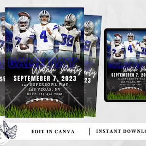 Dallas Cowboys / Invito di football / Invito di football modificabile / Festa di football / Festa di visione / Invito con download immediato