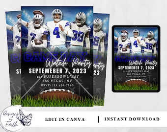 Dallas Cowboys Football Watch Party Invitation (Digital Download)