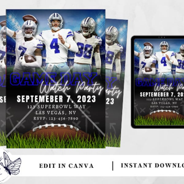 Dallas Cowboys | Football Invitation | Editable Football Invitation | Football Party | Watch Party | Instant Download Invitation