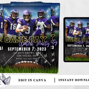 Minnesota Vikings | Football Invitation | Editable Football Invitation | Football Party | Watch Party | Instant Download Invitation