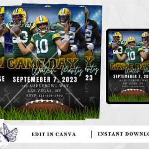 Green Bay Packers | Football Invitation | Editable Football Invitation | Football Party | Watch Party | Instant Download Invitation
