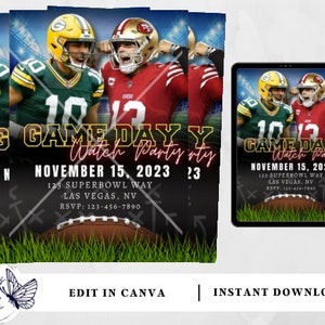 49ers vs Green Bay Packers | Watch Party Invitation | Editable Football Invitation | Watch Party | Digital Invitation