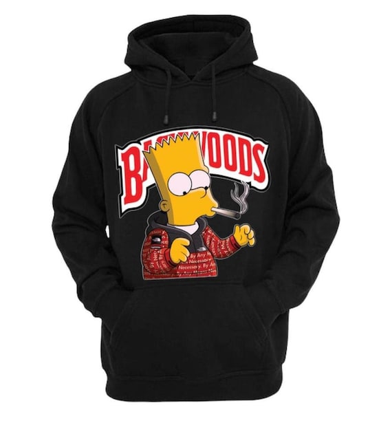 Backwoods Bart Simpson Smoking Hooded Sweatshirt, Bart Simpson Smoking ...