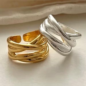 Amazon.com: Honsny 8PCS Gold Dome Chunky Rings for Women 18K