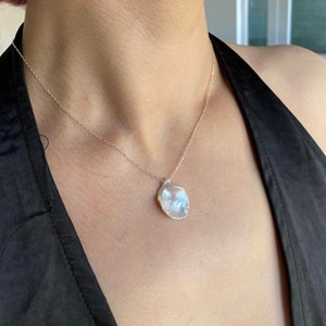 Freshwater Baroque Pearl Necklace | 925 Sterling Silver Leaf Pearl Necklace | Dainty Leaf Pearl Pendant| Bridesmaids | Wedding Gift