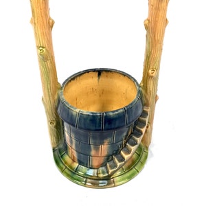 Antique Majolica Vase / Plant Pot in the Form of a Well / Blue / Green / c.1930