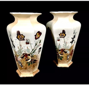 Pair of Antique Robert Hanke Vases Austrian Art / Floral Decoration / c.1900