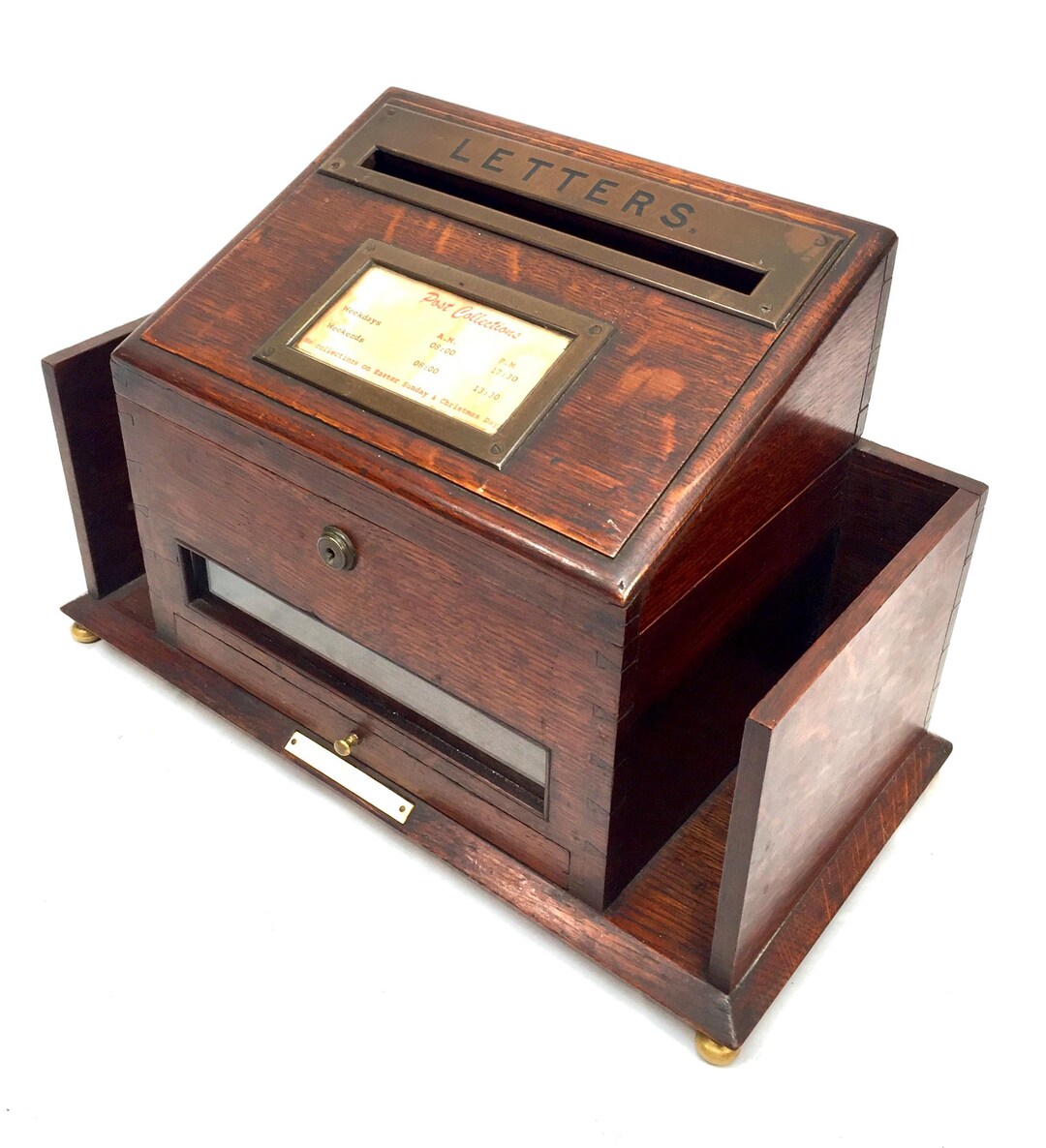 Antique Victorian Oak Country House Wooden Letter / Post Box