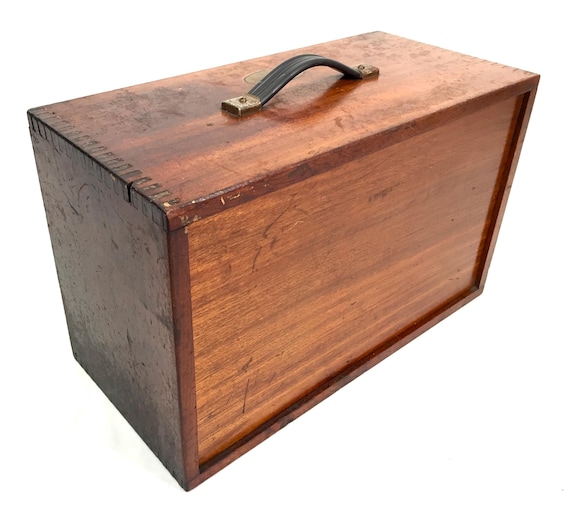 Antique Wooden Engineers Toolbox / Collectors Cabinet by Emir With