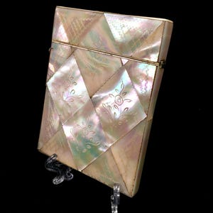 Antique Victorian Mother of Pearl Ladies Card Case / Purse / Wallet c.1890