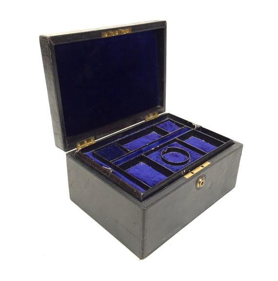 Antique Victorian Leather Jewellery Box Chest by Parkins