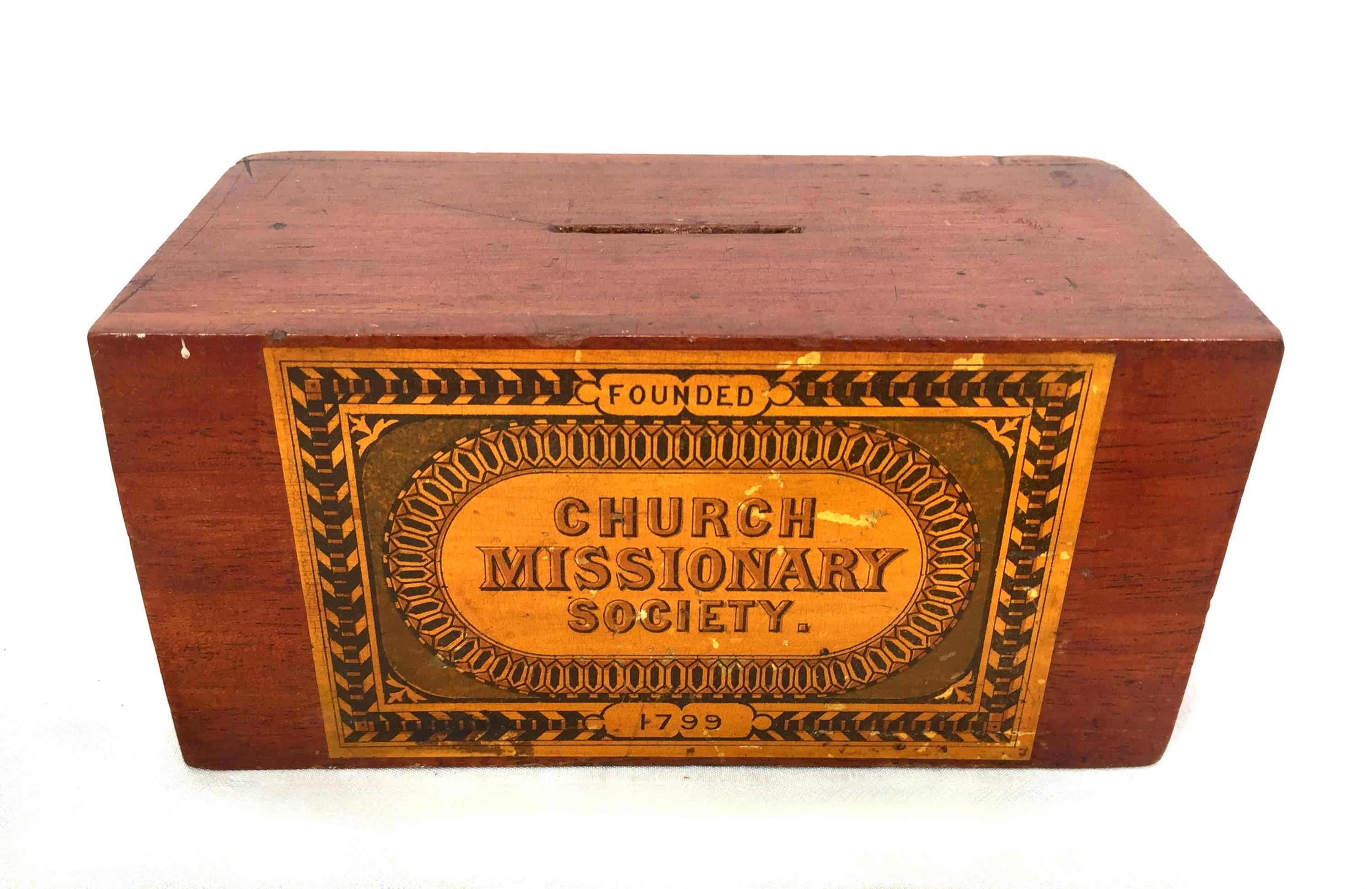 Antique Wooden Church Missionary Society Box Collection / Offering