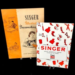 Pair of Singer Sewing Machine Books - Dressmaking Guide & Reference Library