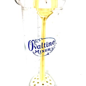 Antique kitchenalia - 1950s Glass Ovaltine Malted Milk Drink Mixer Jar / Vintage