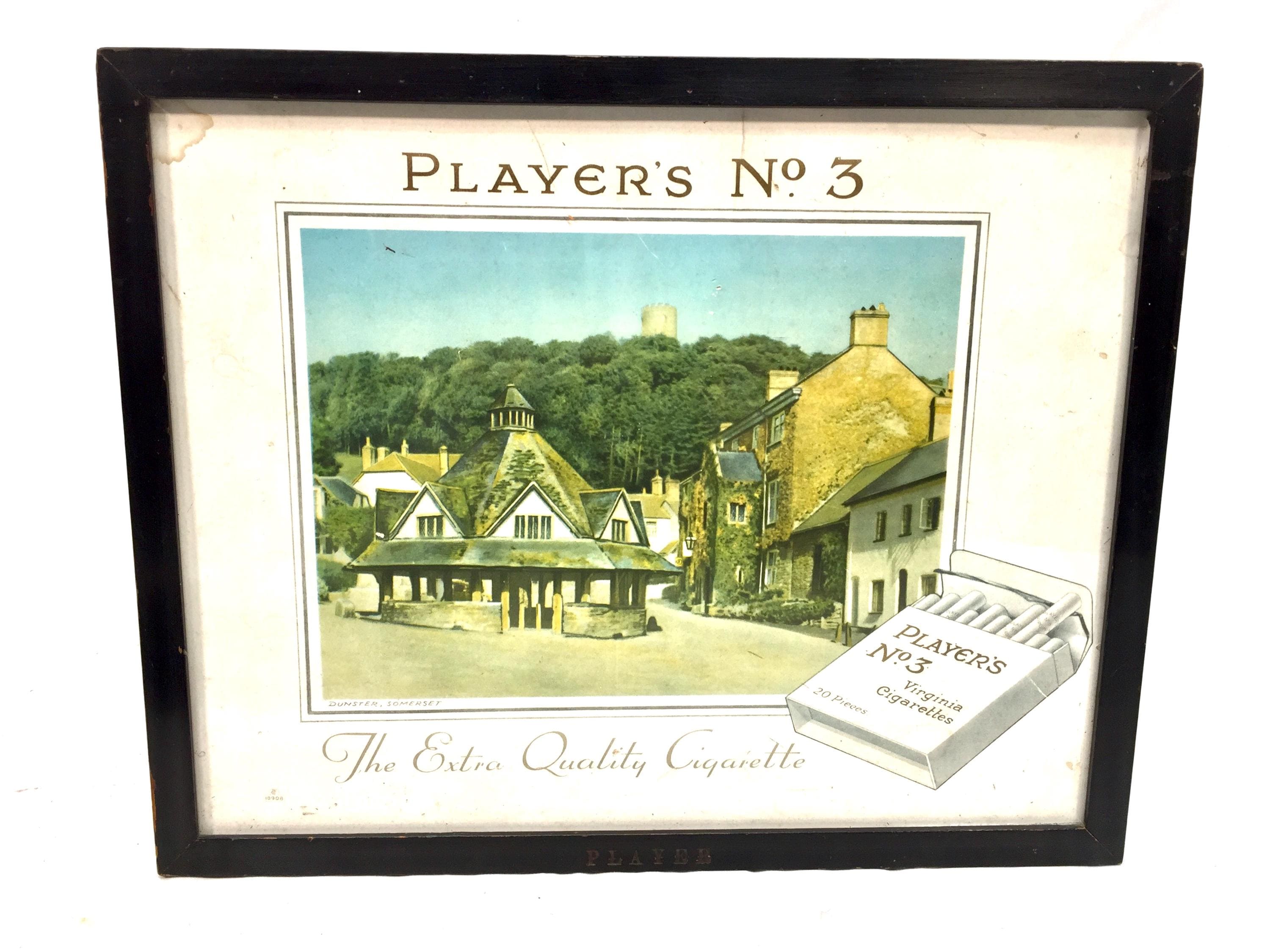 Antique Advertising - Pair of Original Framed Showcard's Players No 3  Cigarettes