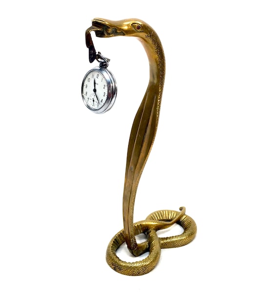 Antique 19th Century Metal Brass Fob Watch Holder in Snake