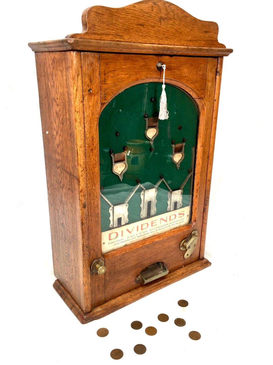 Antique Early 20th Century Arcade Coin Operated Penny Machine Dividends ...