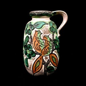 Vaso in ceramica vintage della Germania Ovest / Brocca / Verde / Design a forma di uccello / Retro anni &#39;70