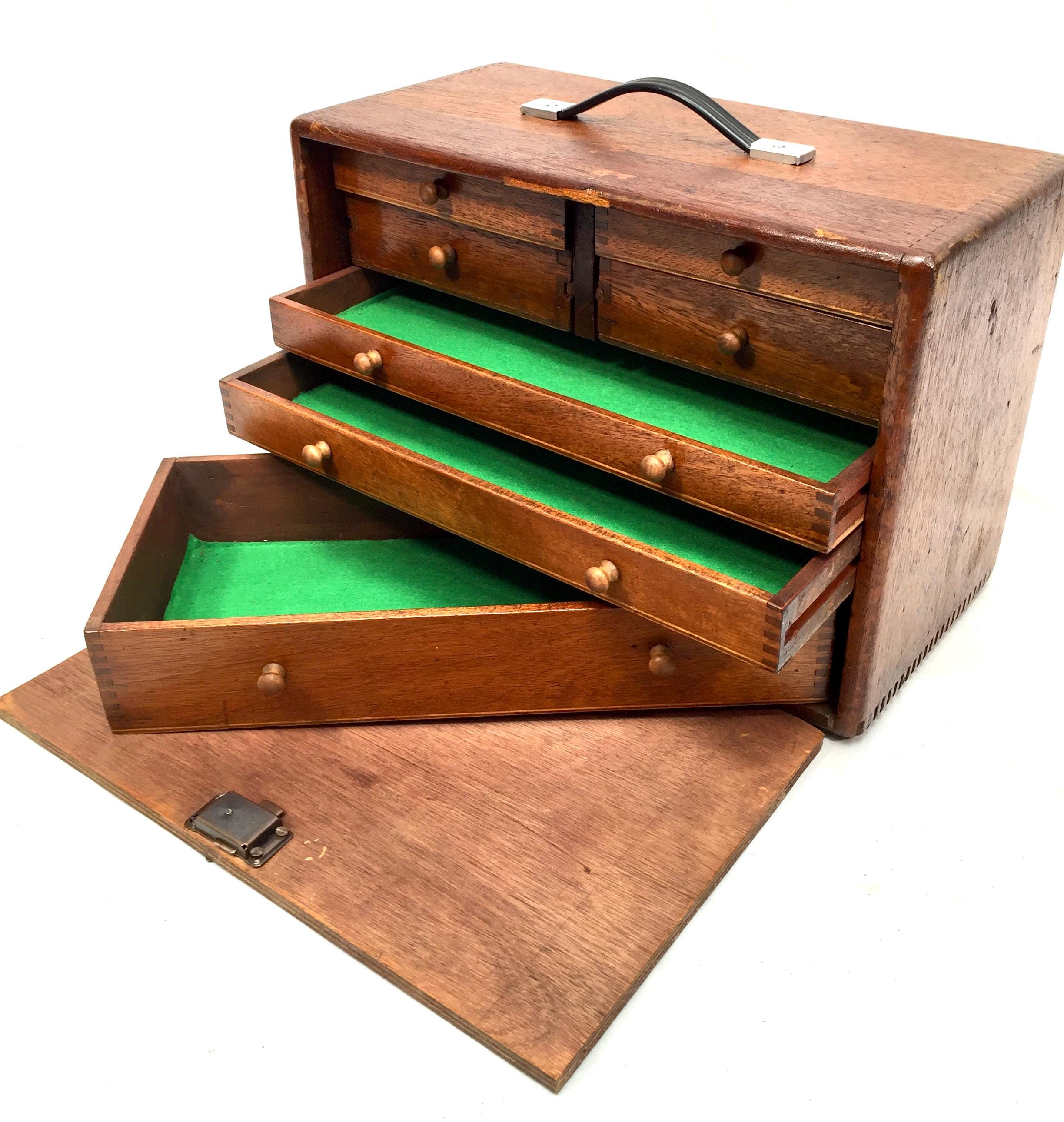 Antique Wooden Engineers Toolbox / Tool Box / Collectors Cabinet C