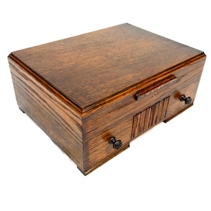 Antico portagioie in legno massello di quercia / scatola da collezione / baule / Art Deco anni &#39;30