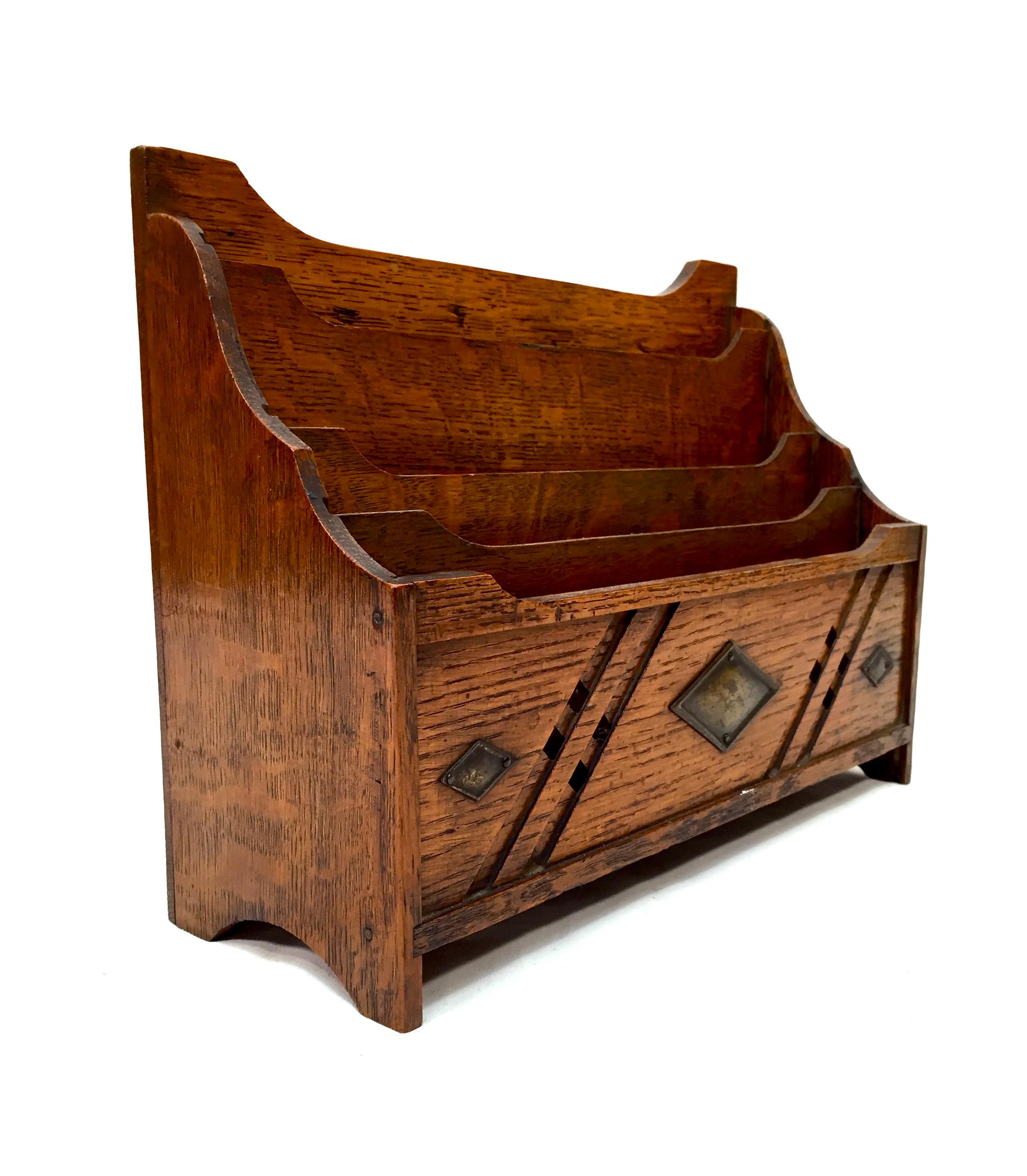 Desktop Letter Rack Antique Wooden Oak Desktop Letter Rack Stationery Holder Arts & Crafts ...