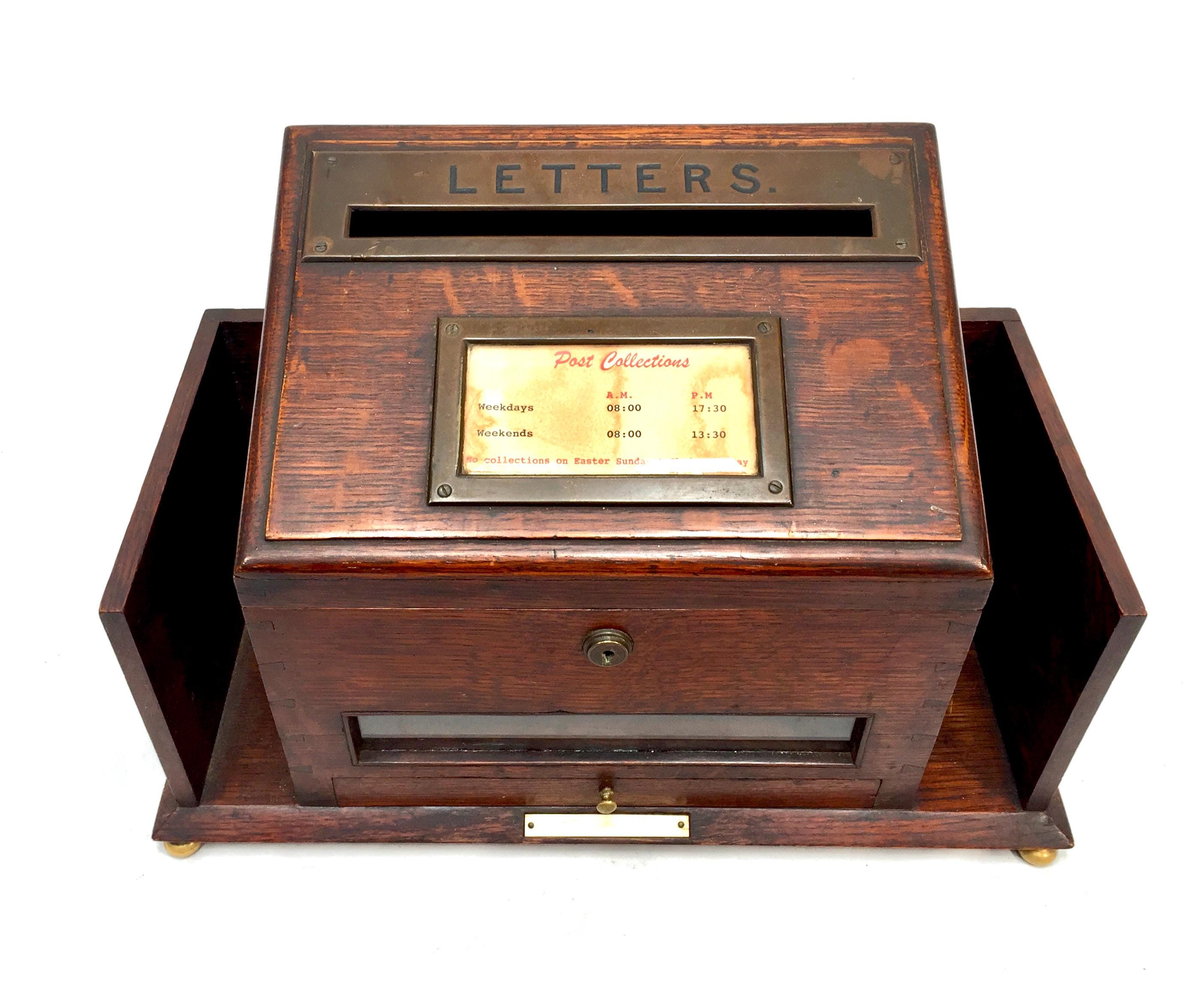 Antique Victorian Oak Country House Wooden Letter / Post Box