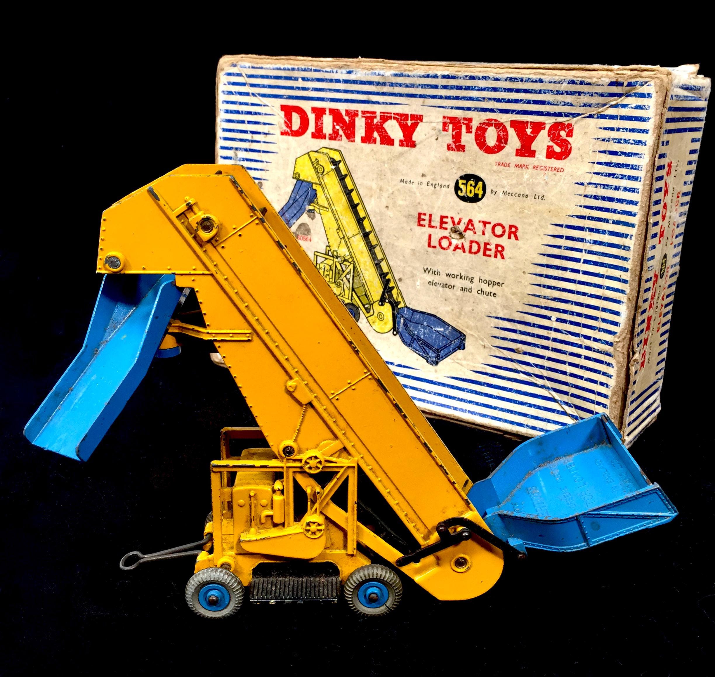 Vintage Dinky Toys 564 Yellow and Blue Elevator Loader in Original