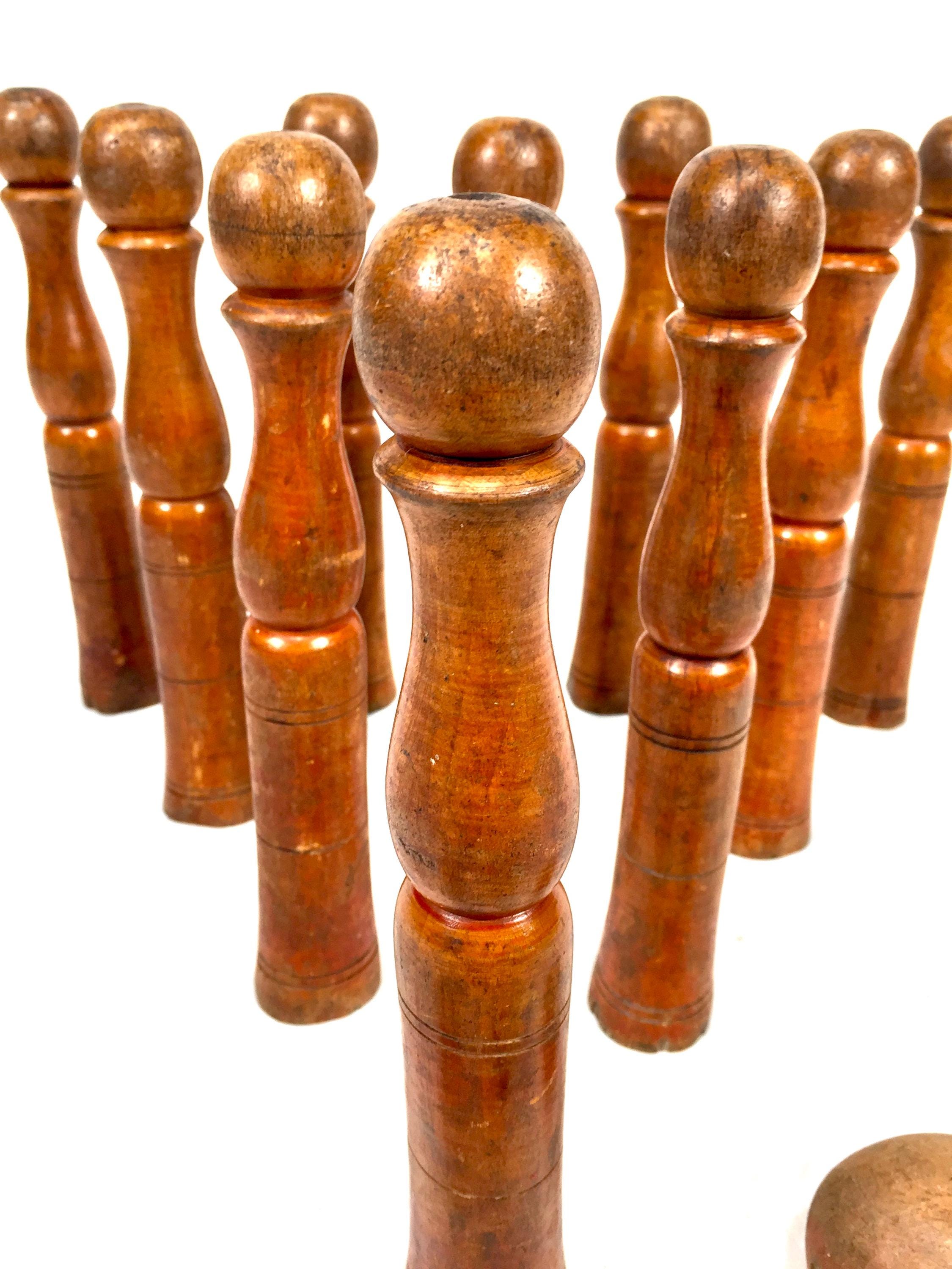 JOUET ANCIEN - RARE JEU DE 4 QUILLES EN BOIS PEINT  MARINS ou MATELOTS