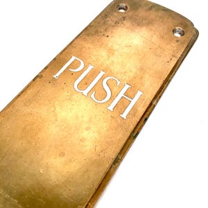 Antique Industrial Hardware Door Push Plate in Copper Metal / Door Salvage c1950