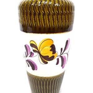 Vaso in ceramica vintage della Germania Occidentale degli anni &#39;70, verde e bianco / viola e giallo / grande