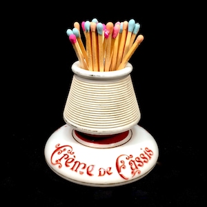 Antique Advertising French Liqueur Match Stick Holder / Striker Ceramic c.1930