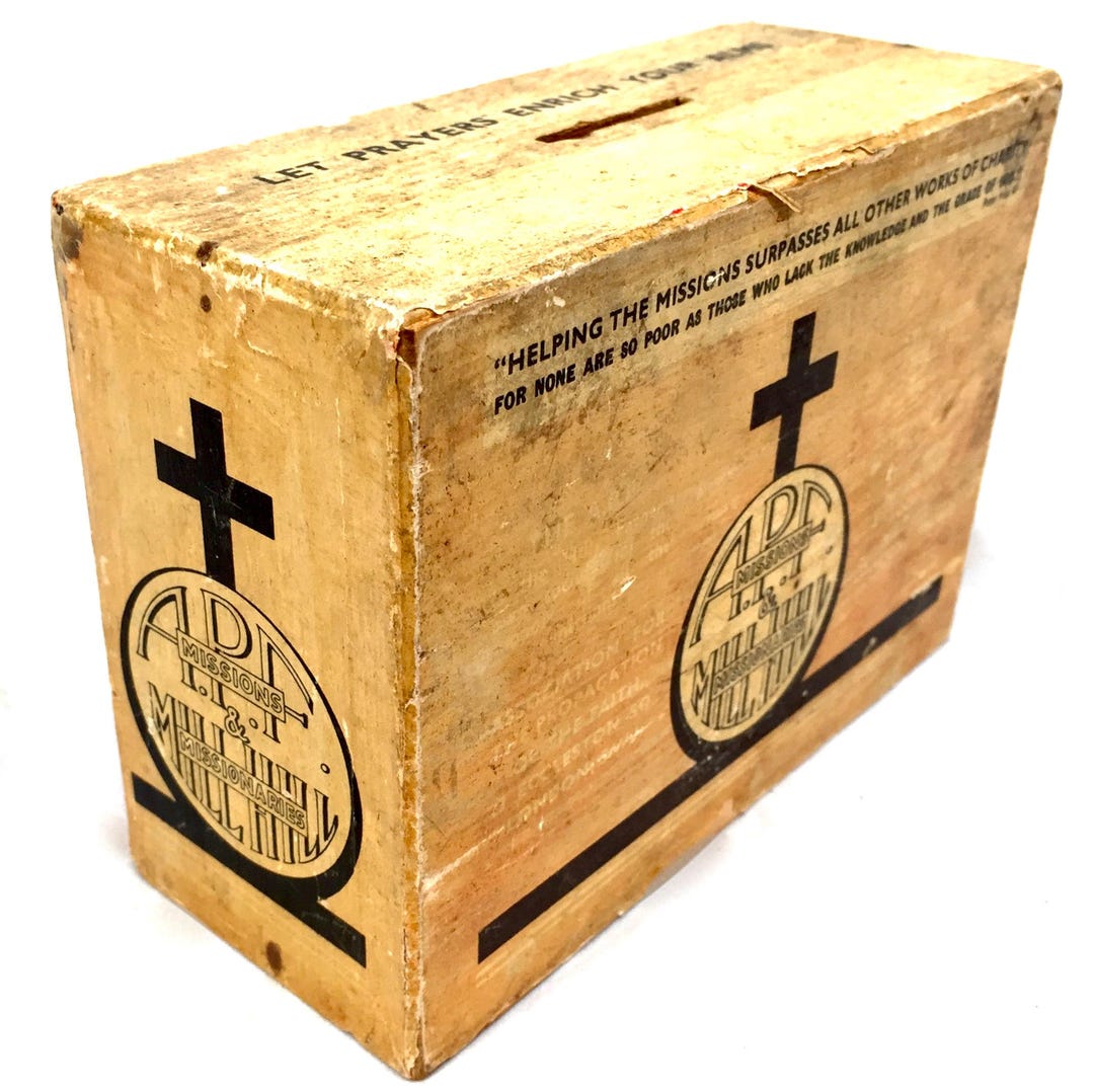 Antique Wooden APF Church Missionary Society Box / Collection ...