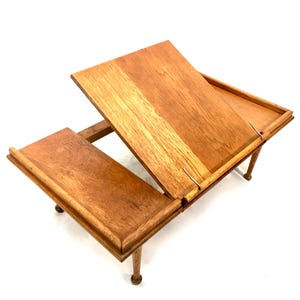 Antique Wooden Oak Tabletop or Lap Book Stand Lectern / Cook Book Holder c.1930