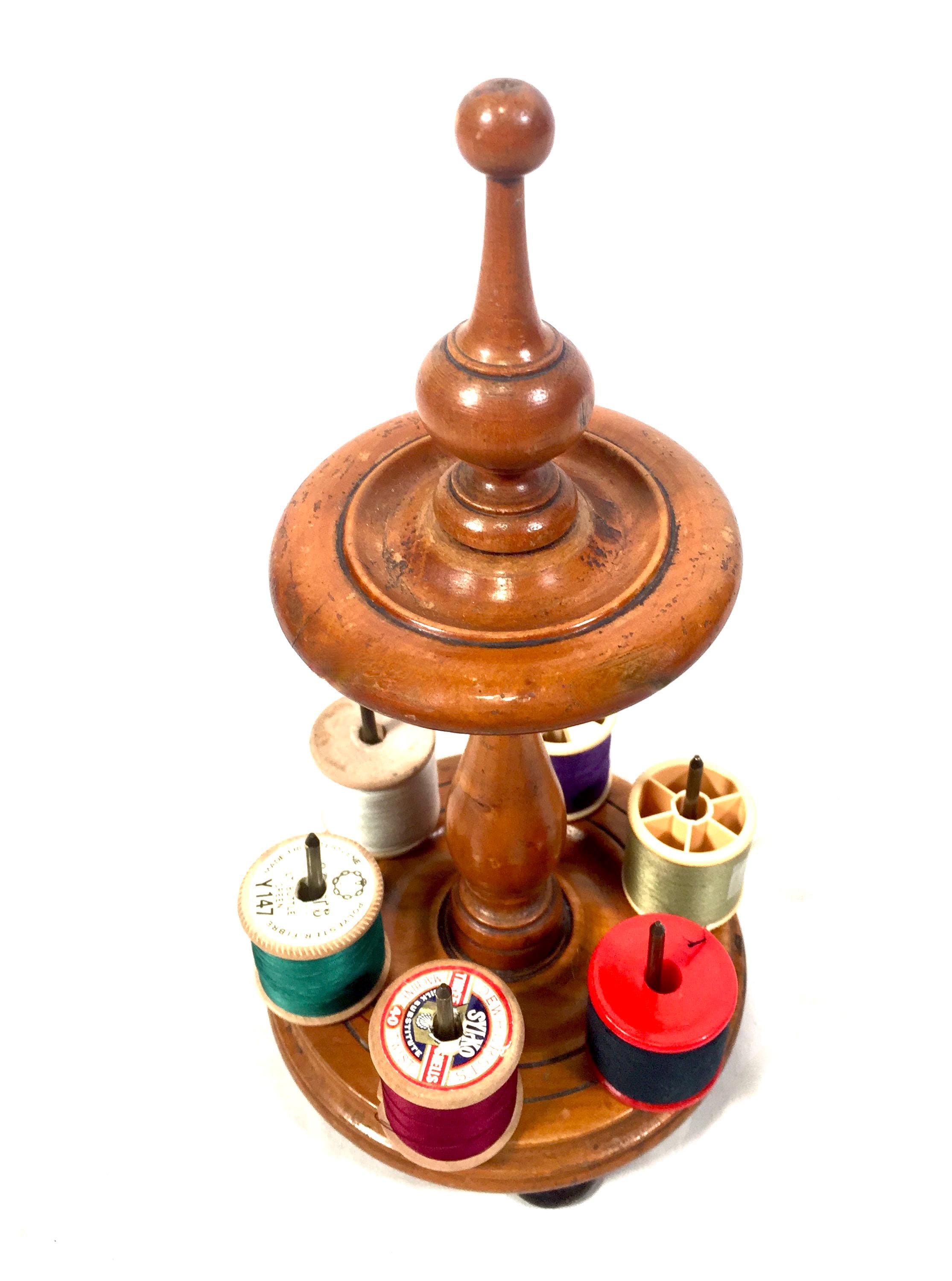 Antique Victorian Wood Sewing Bobbin Stand / Tabletop Cotton Spool
