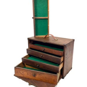 Antique Wooden Large Engineers Toolbox / Tool Box / Collectors Storage Cabinet