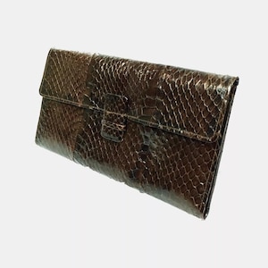 Vintage Leder Braun Schlangenleder Brieftasche / Geldbörse / Damen Tasche Zubehör