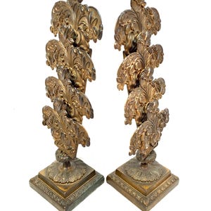 Antique Pair of 19th Century Ornate Bronze Desktop Letter Holder Rack Stands