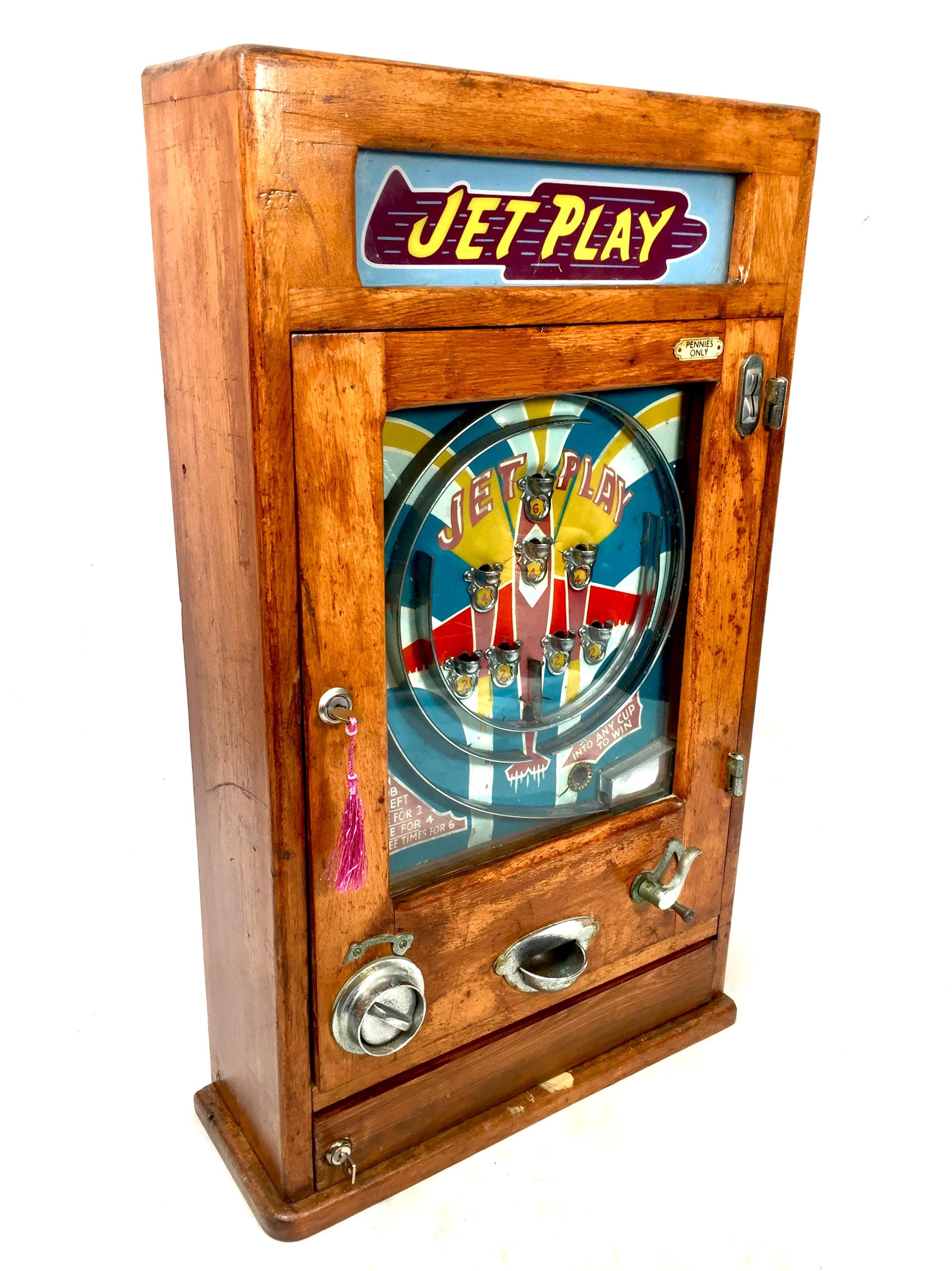 Antique Arcade Coin Operated Penny Machine Jet Play by Oliver