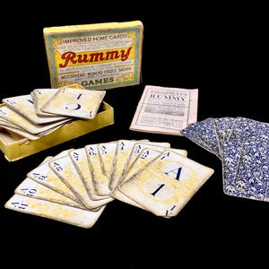 Antieke rummy-kaartspelset van United Games Co., vervaardigd in 1916 / compleet