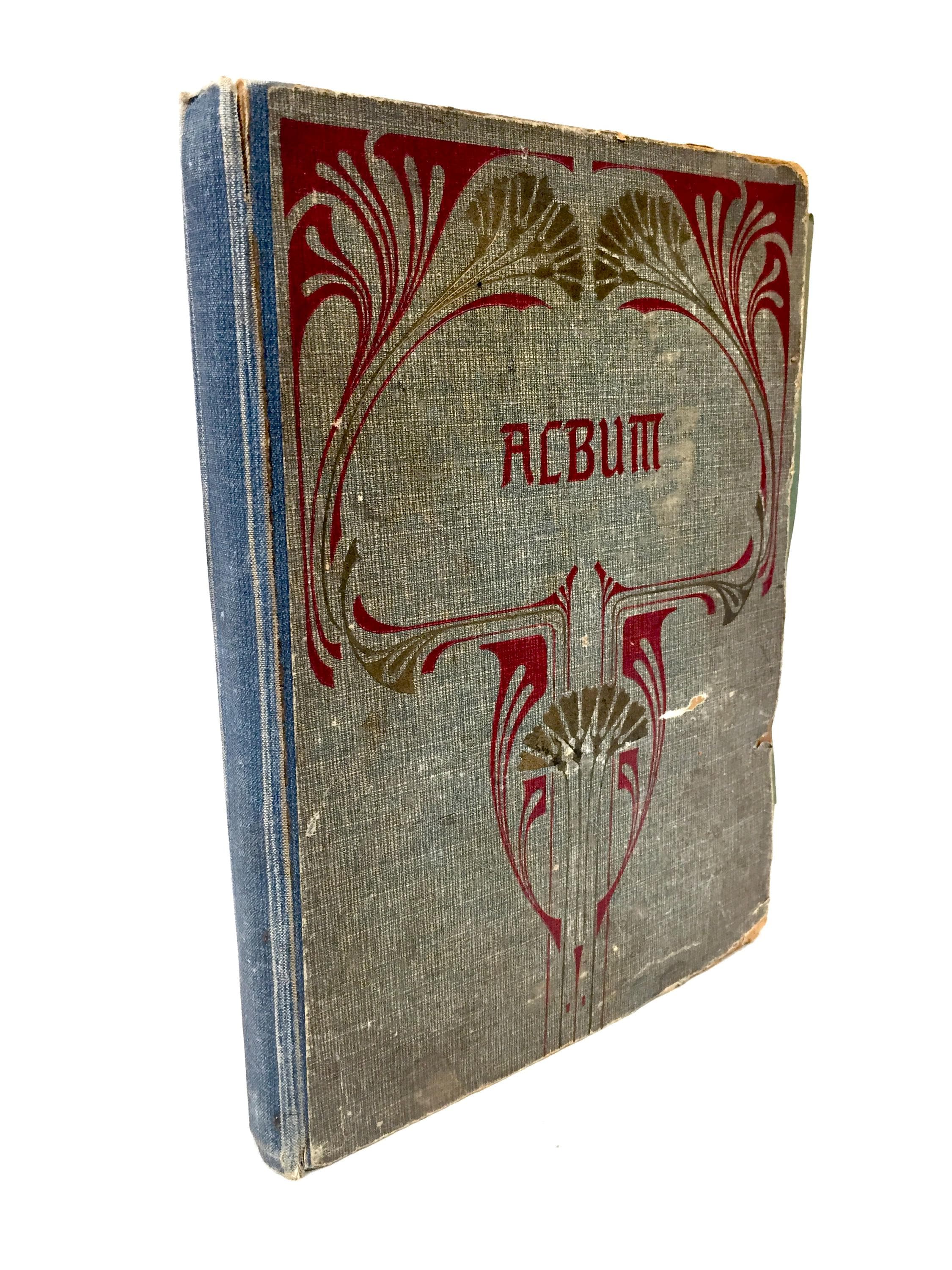 Antique Art Nouveau Early 20th Century Postcard Album / Photo Book