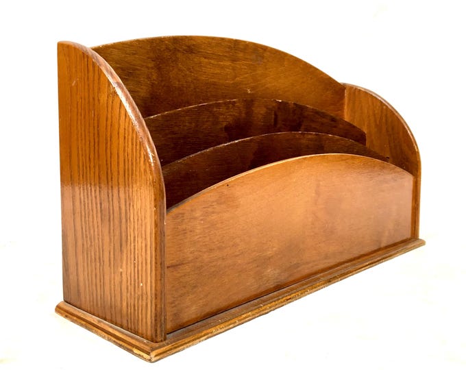 Antique Wooden Desktop Letter Paper Rack Stationery Holder 20th Century ...