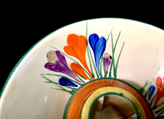 Antique Clarice Cliff Autumn Crocus Shape 384 Candle Stick Pair