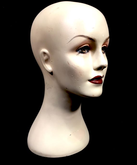 Antique Advertising - 1960s Vintage Countertop Mannequin Head Shop